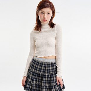 韩国代购Raucohouse Mila fuzzy knit turtleneck top 针织T恤