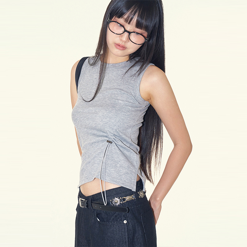 韩代Raucohouse Tori string shirring sleeveless  抽绳背心上衣