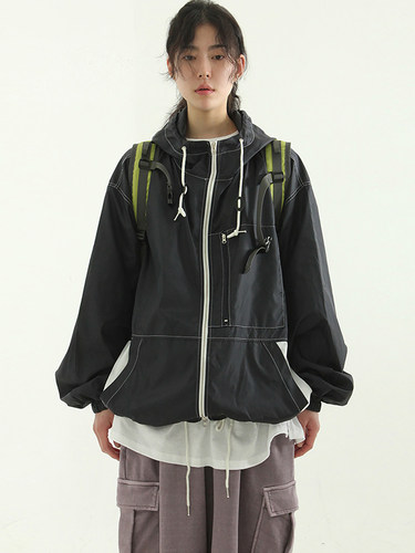 韩国代购23S/S paper two tone wind jacket(unisex)拼接防风外套