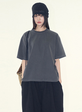 韩代Raucohouse Nover pigment crop T-shirt水洗半袖T恤上衣百搭