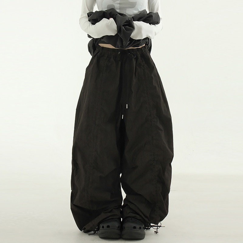 韩代 oversize paper shirring banding pants(unisex)抽绳休闲裤