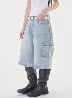 韩代Raucohouse Roma carpenter denim bermuda pants 牛仔半腿裤
