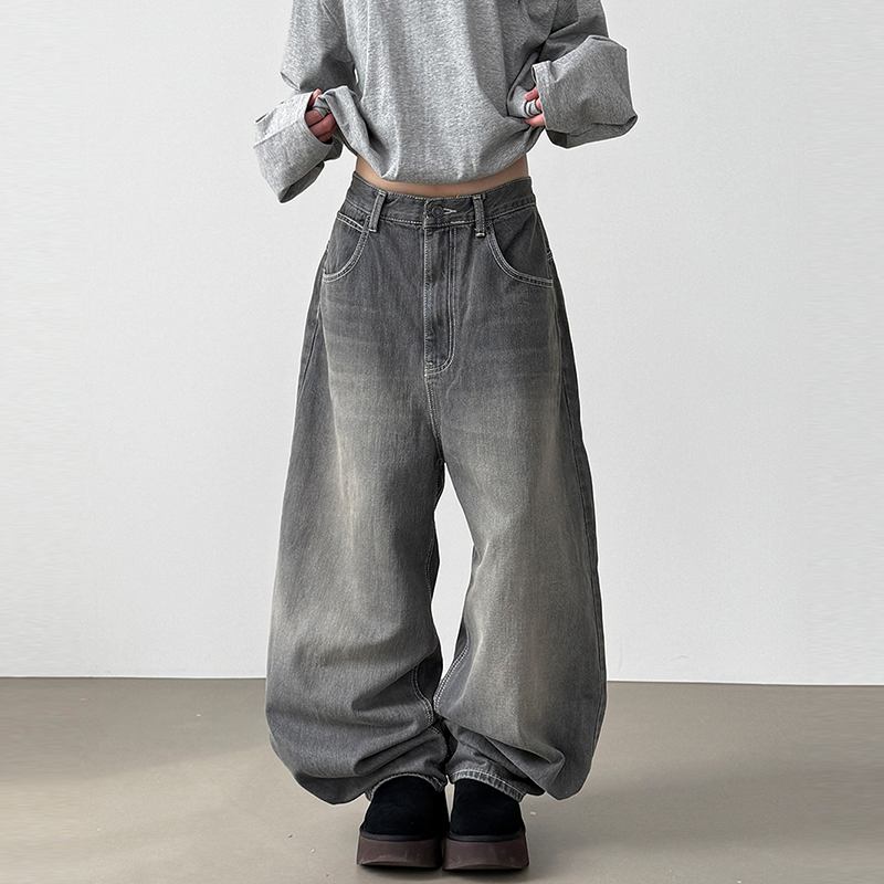 Localmansion韩代水洗磨白牛仔裤