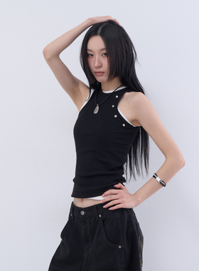 lowear韩代 eyelet slim layered sleeveless 设计师款打底背心