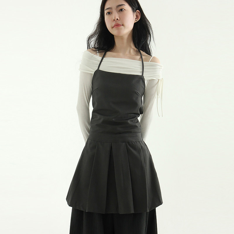 韩国代购25A/W back open sleeveless mini ops 设计师款吊带裙