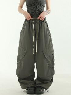 pants oblique 裤 工装 unisex banding balloon pocket 韩代23S