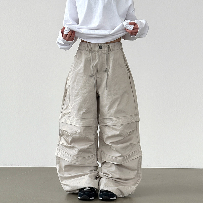 韩代26 section solid cotton banding pants (unisex) 拼接长裤