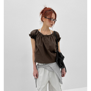 韩国代购26 Jemjem Shirring Puff Short Sleeve Blouse 短袖衬衫