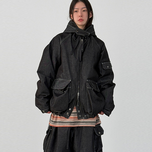 faded denim unisex 外套 jumper non hood 韩代25F quilting