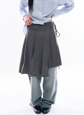 韩国代购Raucohouse Noma pleats wrap skirt 百搭休闲绑带半裙