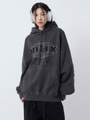 Localmansion韩代字母连帽卫衣