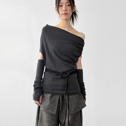 Localmansion针织衫手套腰带组合