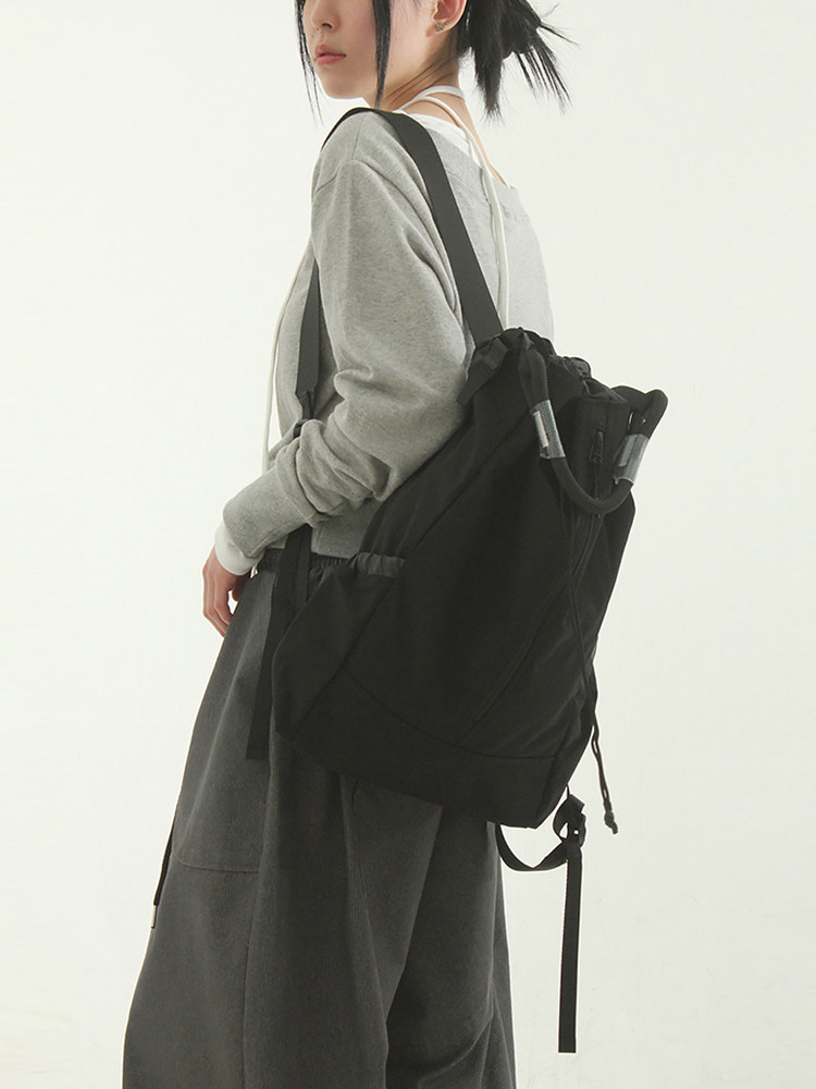 韩国代购24F/W nylon 2way bucket back pack 设计师双肩背包复古