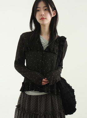 韩国代购25 dot frill cardigan 设计师款波点开衫上衣百搭休闲女