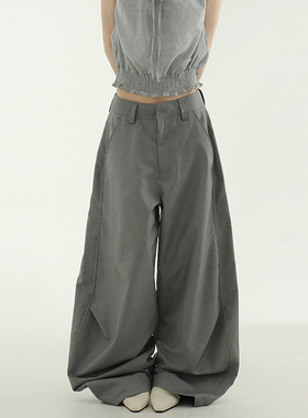 韩国代购25S/S one tuck wide slacks (unisex) 宽松捏褶西裤百搭
