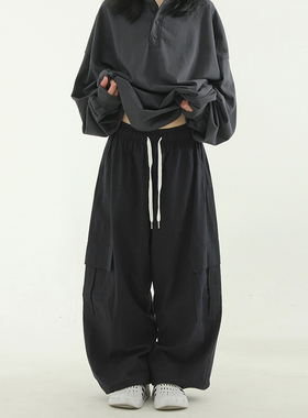 韩国代购23S/S linen cotton cargo jogger banding pants 小脚裤