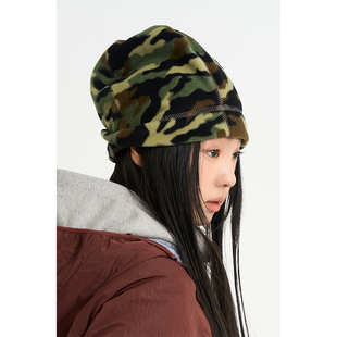 韩国代购Raucohouse Moa camouflage fleece beanie 百搭迷彩帽子