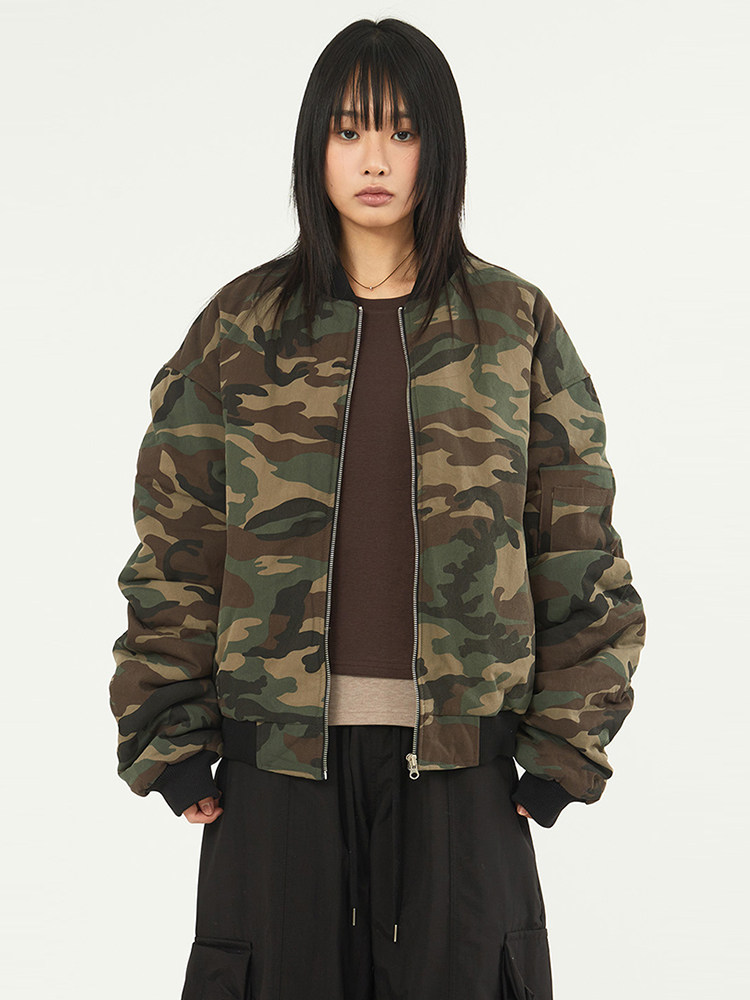 韩代 Raucohouse Woodland camo shirring over jumper 迷彩外套