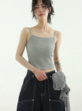 韩国代购24 basic golgi sleeveless cropped top 基础短吊带背心