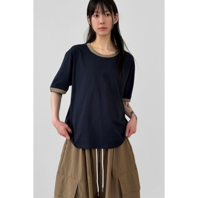 Localmansion韩代拼色落肩半袖T