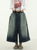 oversize banding section 韩国代购 denim half pants牛仔半腿裤