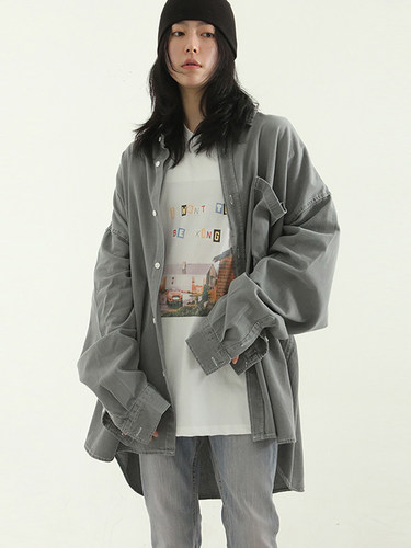 Localmansion韩代长袖牛仔衬衫