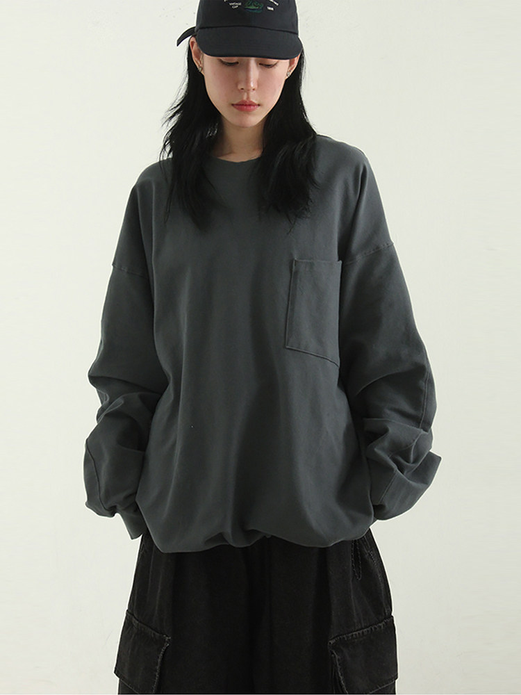 韩国代购23F/W oversize cotton pocket mtm(unisex)棉质口袋卫衣