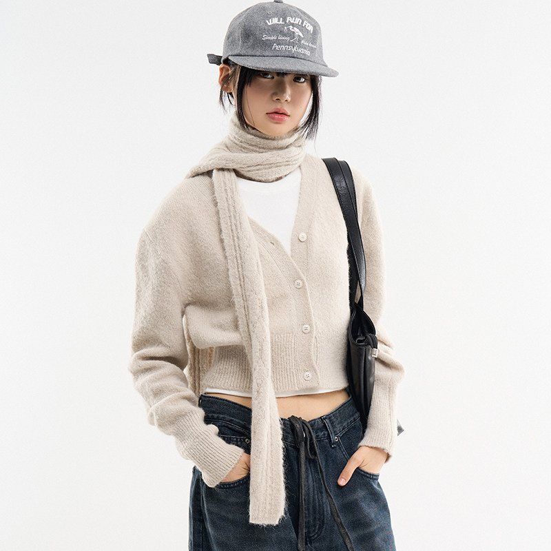 Raucohouse韩代围巾针织衫组合