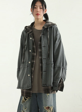 韩国代购23F/W unbalanced pocket denim jacket裁剪拼接牛仔夹克