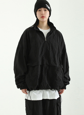 韩国代购creased pocket track jacket (unisex)褶皱拉链夹克外套