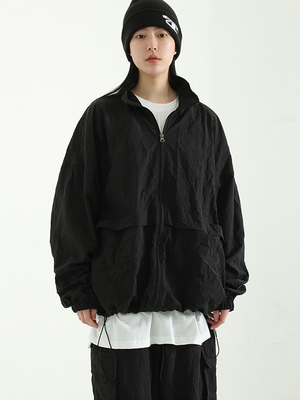 韩国代购creased pocket track jacket (unisex)褶皱拉链夹克外套