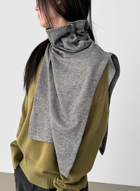 韩国代购25F/W button high neck warmer 设计师款高领围巾披肩