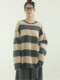 oversize 宽条纹长袖 wide cotton 韩代 unisex stripe tee T恤
