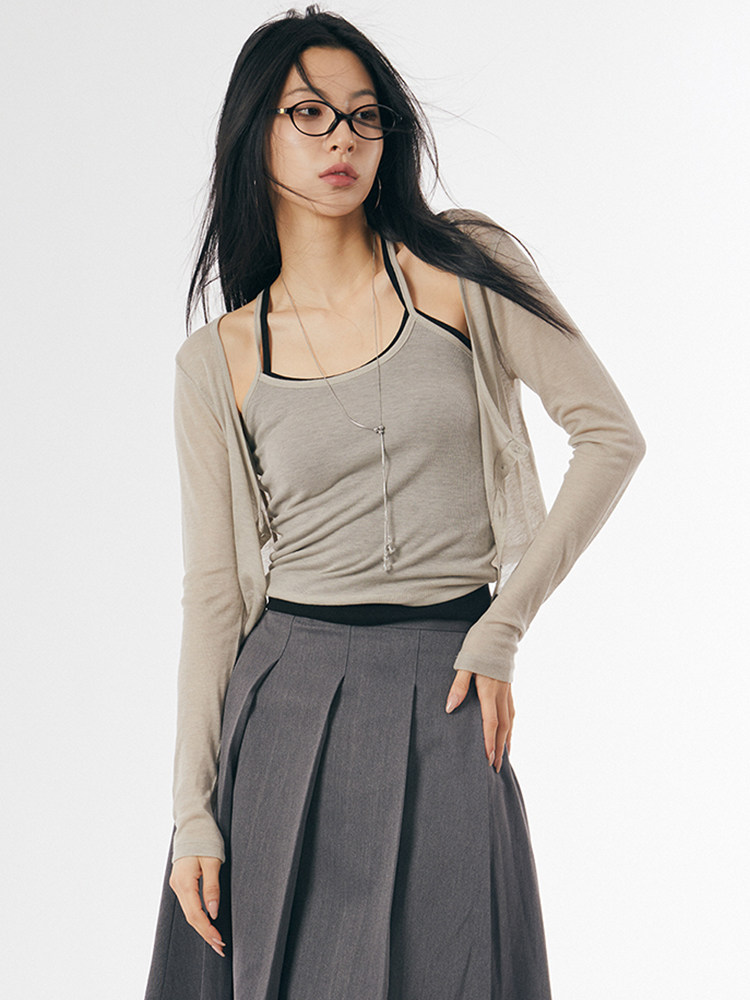 韩代Raucohouse Belita layered set see-through cardigan 套装