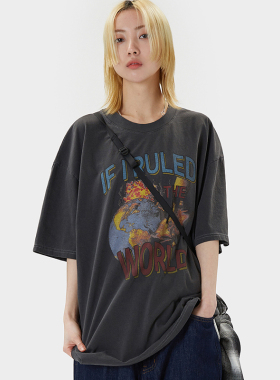 韩代Raucohouse The world printing over t-shirt 字母半袖T恤