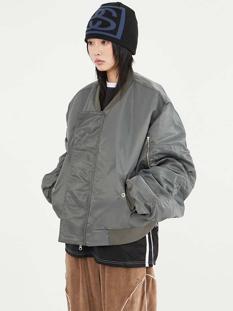 韩代 Raucohouse Cover zip sleeve shirring MA-1 jumper 夹克
