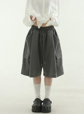 韩国代购24S/S cargo banding half slacks (unisex) 抽绳半腿裤