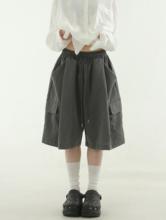 韩国代购 half 抽绳半腿裤 banding unisex cargo 24S slacks