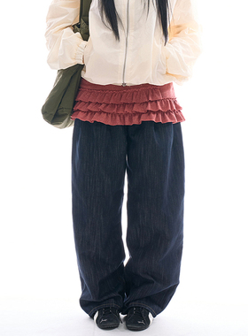 韩国代购Raucohouse Myro pin-tuck selvage denim pants 牛仔裤