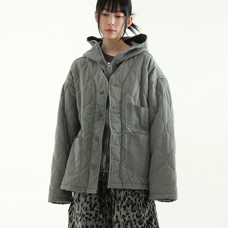 韩代24 wave quilting pocket pigmented jacket(unisex)夹棉外套