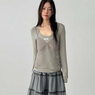 设计师款 国内现货26A 透视吊带背心百搭女 top bustier clean