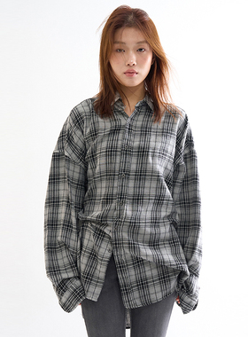 韩国代购Raucohouse Arlo warm flannel check shirt水洗格子衬衫