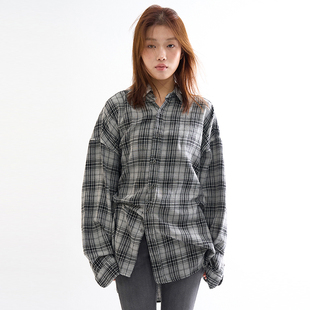 韩国代购Raucohouse Arlo warm flannel check shirt水洗格子衬衫