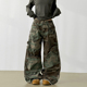 waist camo wide 韩国代购 pattern double 迷彩工装 pants 裤