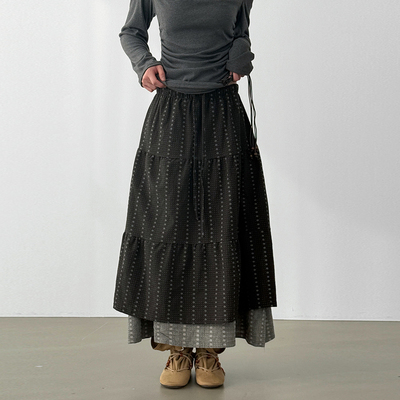 Localmansion韩代抽绳半身长裙