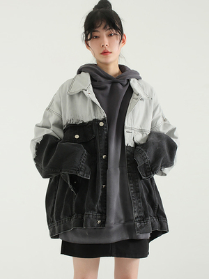 韩代 over fit gradation denim jacket (unisex)半染色牛仔夹克
