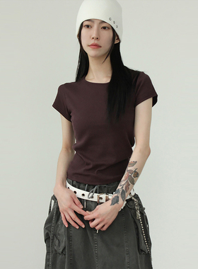 韩国代购25S/S minimal golgi half tee 设计师款基础打底短袖T恤