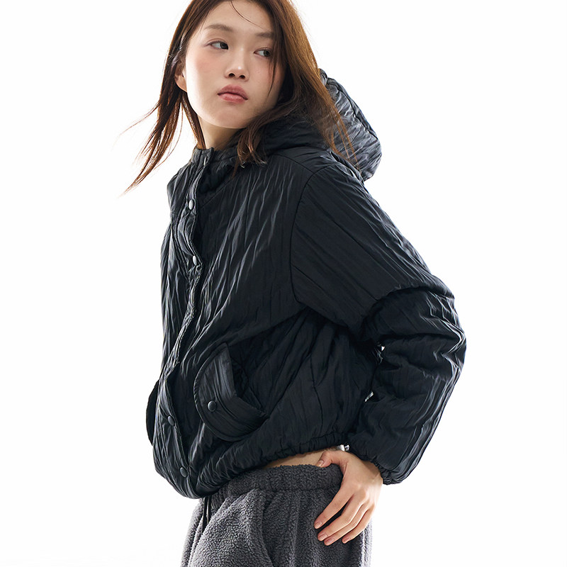 韩国代购 Raucohouse Crinkle shell hood padding jacket 棉服