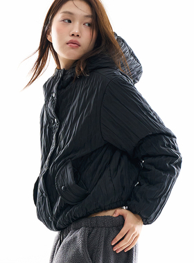 韩国代购 Raucohouse Crinkle shell hood padding jacket 棉服
