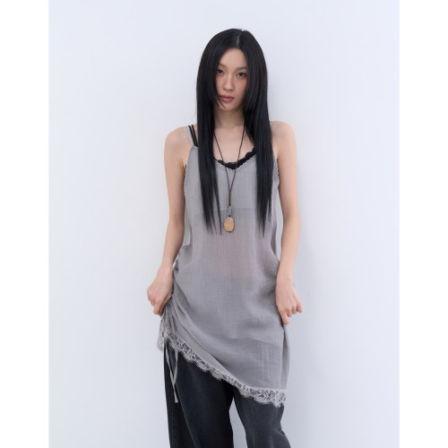 lowear韩代蕾丝薄透吊带连衣裙